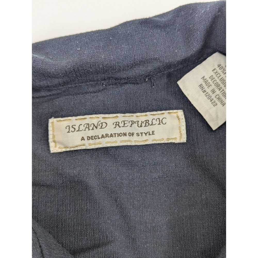 Island Republic Mens Large Shirt Embroidered‎ Drinks Palms Black Beach Vacation - Picture 8 of 9